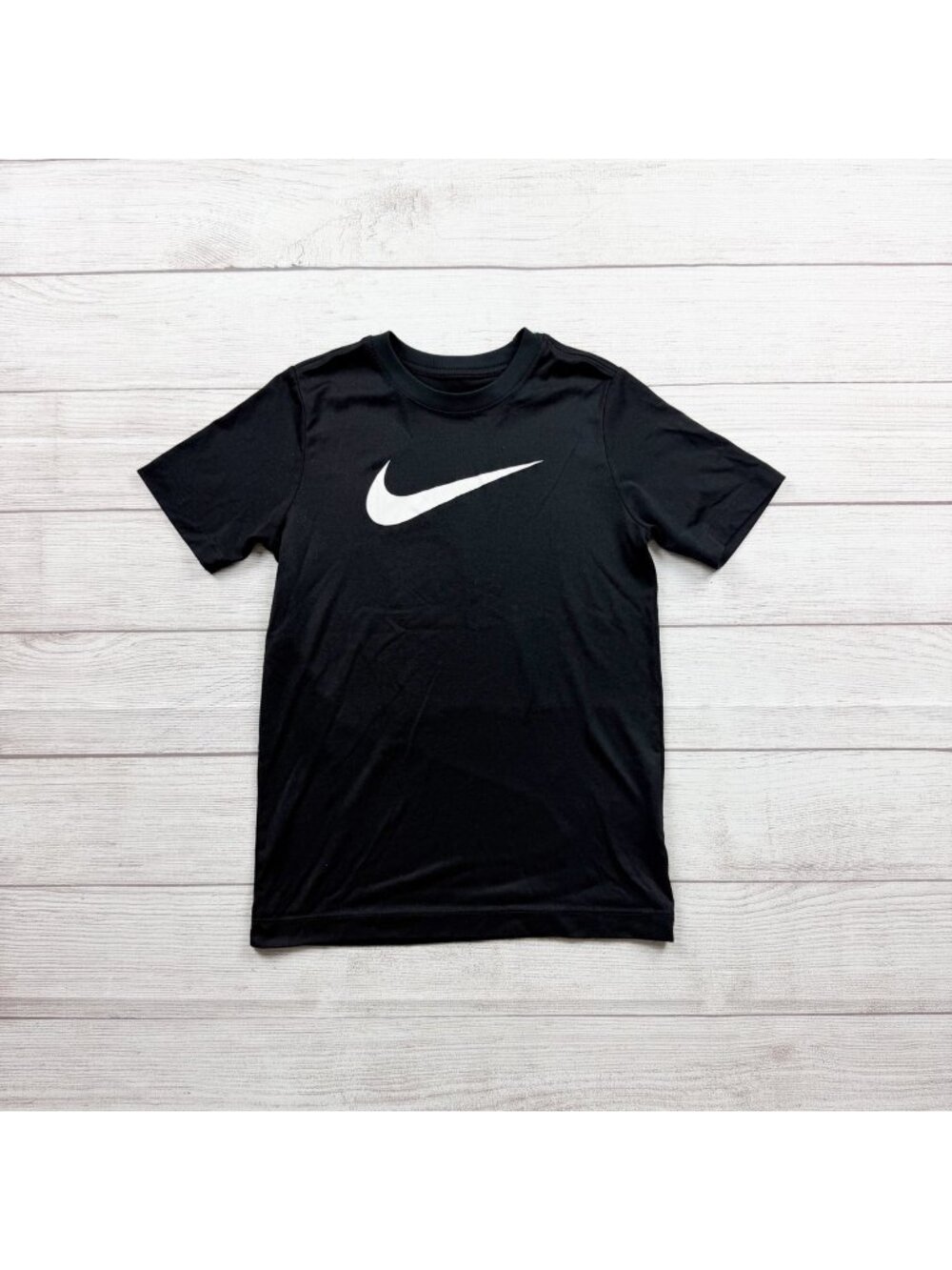 Nike Dri-FIT Boys Black Short Sleeve Logo Tee Shirt S